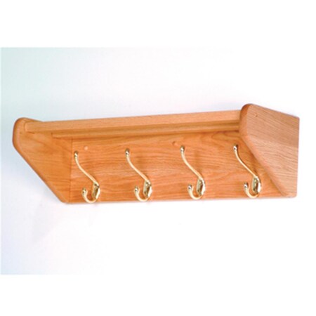 Palacedesigns 4 Hook Shelf in Light Oak - Brass PA2681711